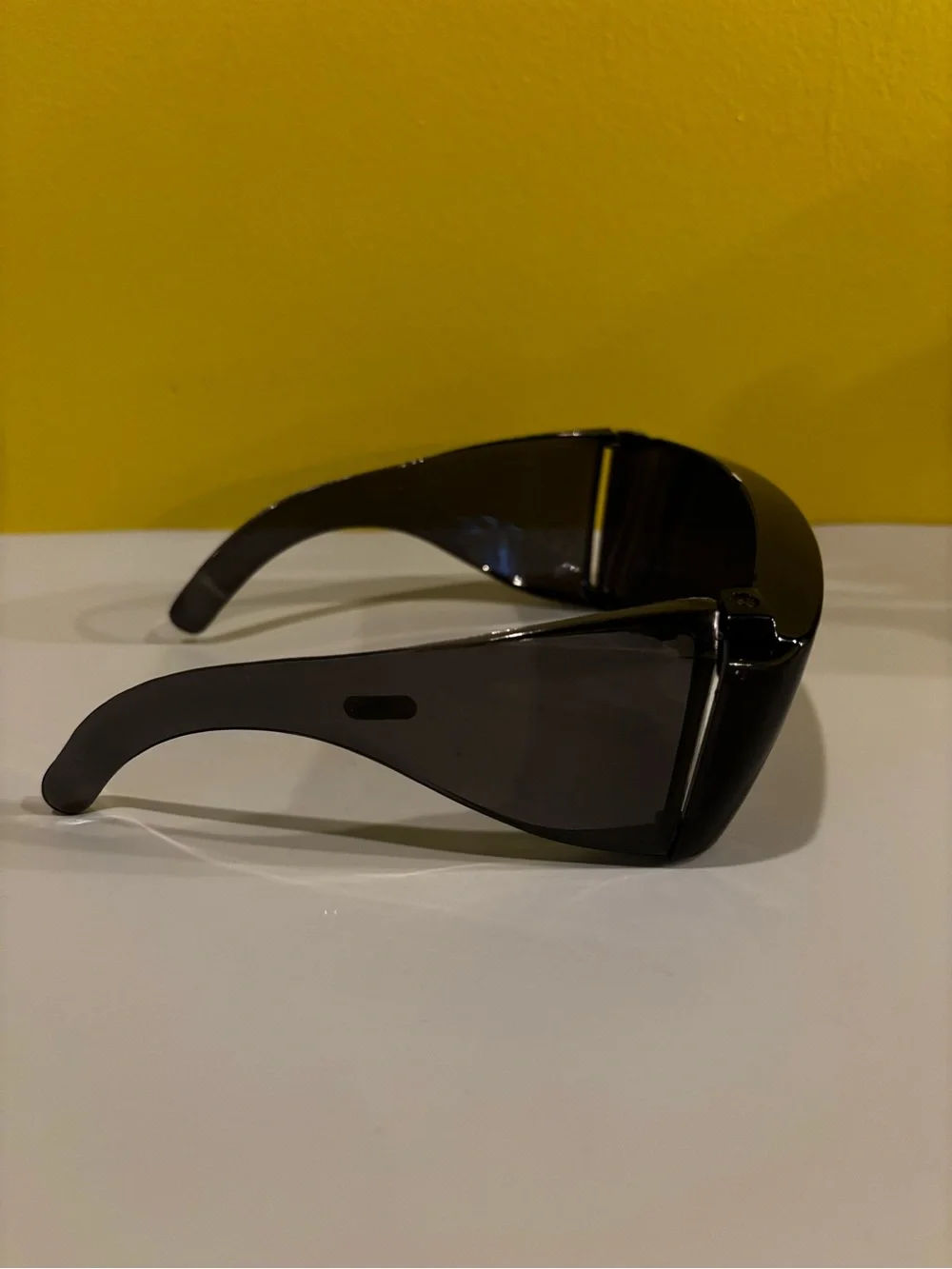 Futuristic Oversized Black Shield Sunglasses0714